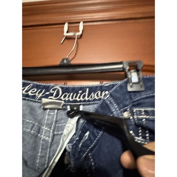 Harley-Davidson Womens Embellished Wing Pocket Bootcut Denim Jeans Size 16 - Picture 9 of 13